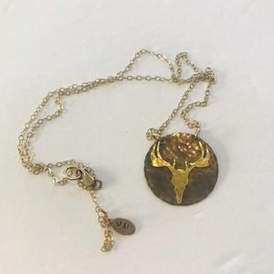 Antlers Charm Pendant Sterling Silver Lobster Clasp Gold Chain Stamped JM
